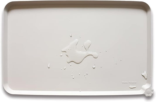 Hoki Found L Silicone Pet Food Mats Tray - Non Slip Pet Dog Cat Bowl Mats Placemat - Dog Pet Cat Feeding Mat - Waterproof Dog Cat Food Mats -Pet Water Mats for Carpet -Cream Brown - PAWPICO
