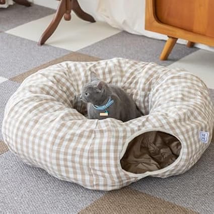 Premium Design Patent, Suitable for Multiple Cats to use at Once, Including cat Toys, cat Tunnel, cat mat, cat Tunnel Bed – Suitable for Small, Medium, and Large Cats. Cat Playground._Beige - PAWPICO