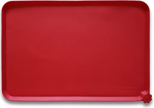 Hoki Found X-Large Silicone Pet Food Mats Tray - Non Slip Pet Dog Cat Bowl Mats Placemat - Dog Pet Cat Feeding Mat - Waterproof Dog Cat Food Mats -Pet Water Mats for Carpet - Classic Red - PAWPICO