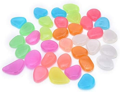 Oubest Glow in The Dark Pebbles/Glow Stones/Glowing Rocks Blue Decor for Garden/Fish Tank/Aquarium/Walkway/Driveway/Plant Pots/Bonsai (200, Multi-Colored) Outbest