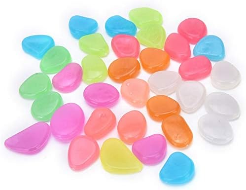 Oubest Glow in The Dark Pebbles/Glow Stones/Glowing Rocks Blue Decor for Garden/Fish Tank/Aquarium/Walkway/Driveway/Plant Pots/Bonsai (100, Multi-Colored) Outbest