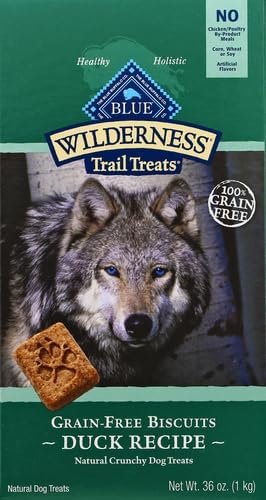 Blue Buffalo Wilderness Trail Treats High Protein Grain Free Dog Biscuits Crunchy Dog Treats, Duck Recipe, 36-oz Box - PAWPICO