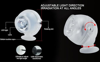 GLOGLOW Aquarium Lights, Plastic LED Fish Colourful Gradient Waterproof Submersible Night Spot Light LED Aquarium Light Fish Colored Light(US Plug White) GLOGLOW