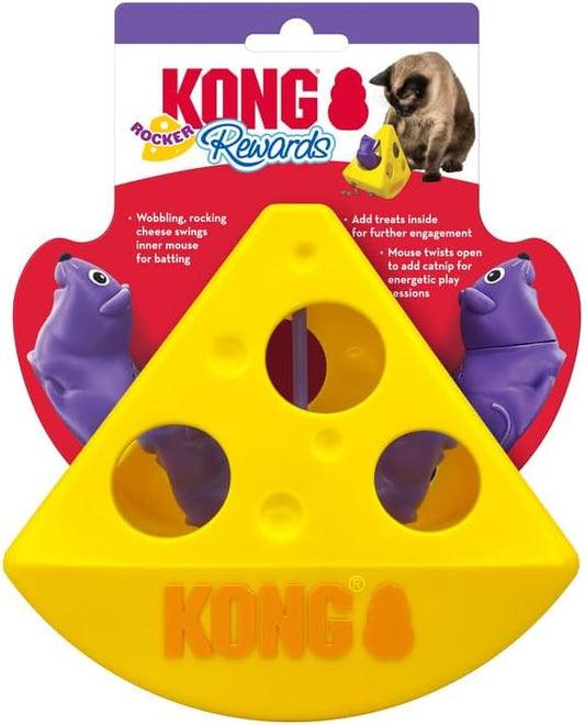 KONG Rewards Rocker - Wedge of Cheese - Interactive Puzzle Catnip/Treat Dispensing Toy - PAWPICO
