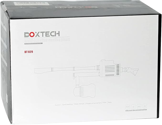 boxtech Upgraded Electric Aquarium Cleaner, 12V DC/28W Auto Fish Tank Gravel Cleaning kit 6 in 1 Change Water and Wash Sand Filter for Aquarium 10-200 Gallon Boxtech