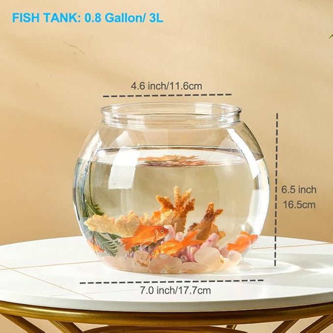 Newpol 0.8 Gallon Plastic Aquarium Betta Fish Tank, Small Fish Tank Starter Kits, Mini Fish Bowls Newpol