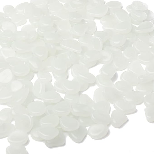 Oubest Glow in The Dark Pebbles/Glow Stones/Glowing Rocks Blue Decor for Garden/Fish Tank/Aquarium/Walkway/Driveway/Plant Pots/Bonsai (100, White) Outbest