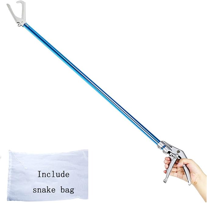 60inch Snake Tong Reptile Grabber Rattle Snake Catcher Professional Aluminum Alloy Wide Jaw Handling Tool with Lock and Comfortable Grip Handle (Include Snake Bagging) PAWPICO