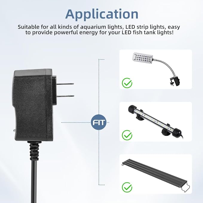Aquarium Light LED Power Adapter AC 100-240V DC 12V 1A Replacement Power Adapter Fish Tank Light Power Supply Converter with Indicator Light DaToo