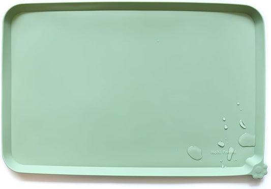 Hoki Found X-Large Silicone Pet Food Mats Tray - Non Slip Pet Dog Cat Bowl Mats Placemat - Dog Pet Cat Feeding Mat - Waterproof Dog Cat Food Mats -Pet Water Mats for Carpet - Jade - PAWPICO