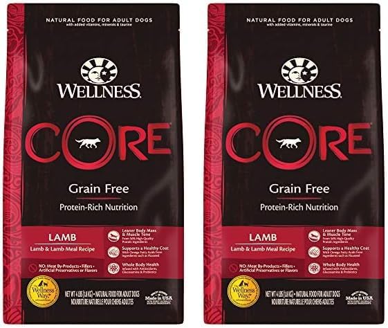 Wellness Core Natural Grain Free Dry Dog Food, Lamb, 4-Pound Bag (Pack of 2) - PAWPICO