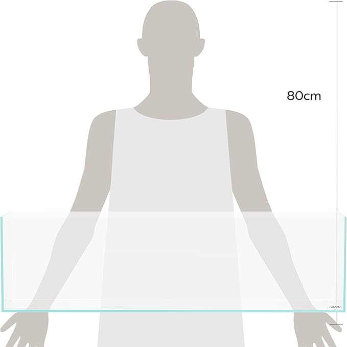 LANDEN 90L 10.8 Gal Rimless Low Iron Aquarium Long Fish Tank, Bookshelf Aquarium, W35.4×D7.87×H9.84 in(90x20x25cm) 6mm Thickness with Black Nano Foam Leveling mat Included Landen