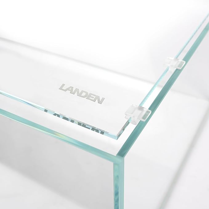 LANDEN 4mm Thick Clear Glass Aquarium Lid, Includes 4 Clips for Secure Placement, 342 x 168mm(13.46x6.61 inches for 350-354mm Inner Length Aquariums, Adapted to LANDEN NA362226 Landen