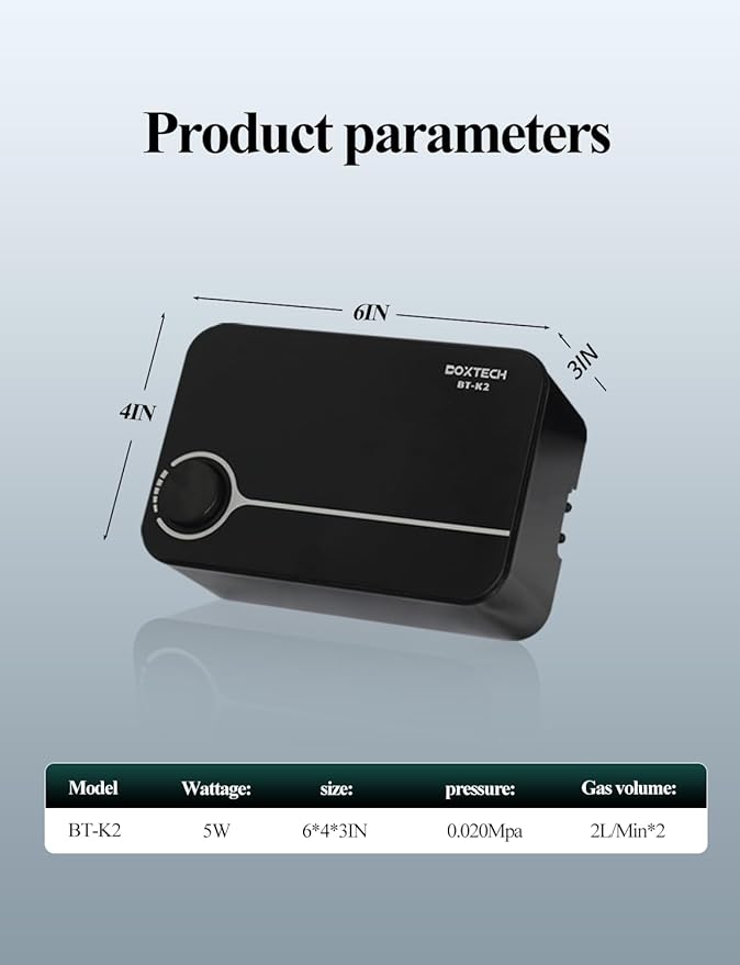 UPETTOOLS Aquarium Air Pump, Ultra Quiet Fish Tank Air Pump 5W, Adjustable Aquarium Oxygen Pump Aerator Pump, Dual Outlet Fish Air Pump for Fish Tank 10 to 180 Gallon UPETTOOLS
