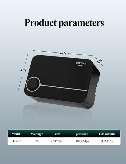 UPETTOOLS Aquarium Air Pump, Ultra Quiet Fish Tank Air Pump 5W, Adjustable Aquarium Oxygen Pump Aerator Pump, Dual Outlet Fish Air Pump for Fish Tank 10 to 180 Gallon UPETTOOLS