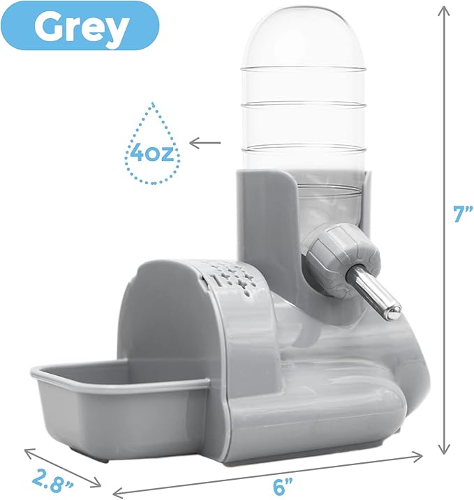 Vannon 3 in 1 Hamster Water Bottle No Drip Small Animal Water Bottle Automatic Bottle Dispenser with Food Container Base Hut and Hideout Base 4oz/120ml, BPA Free Vannon