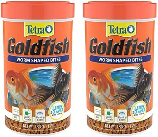 Tetra Pond Tetra Goldfish Worm Shaped Bites Fish Food, 4.93 Oz., Complete Food for All Goldfish (Pack of 2) Tetra+Pond