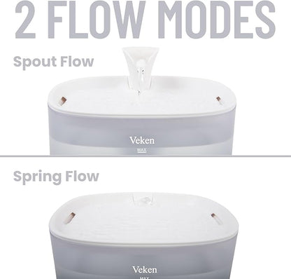 Veken Cat Water Fountain, 84oz/2.5L Automatic Pet Water Fountain Dog Water Dispenser with a Detachable Water Tank, Easy Cleaning for Cats, Dogs (White) - PAWPICO