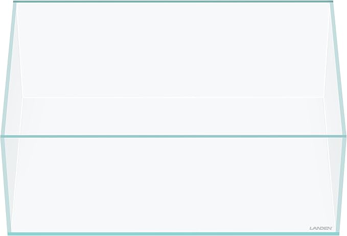 LANEDN 45S 5.4 Gal Shallow Tank, Shallow Fish Tank, Rimless Low Iron Tank W17.7×D11×H7.1 in(45x28x18cm); 5mm Thickness Aquascape Fish Tank, Black Leveling Mat Included Landen