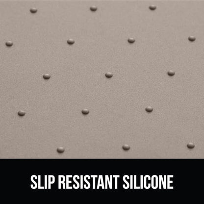 Gorilla Grip 100% Waterproof Raised Edge BPA Free Silicone Pet Feeding Mat, Dog Cat Food Mats Contain Spills Protects Floors, Placemats for Cats and Dogs Water Bowl, Pets Accessories 18.5x11.5 Beige - PAWPICO