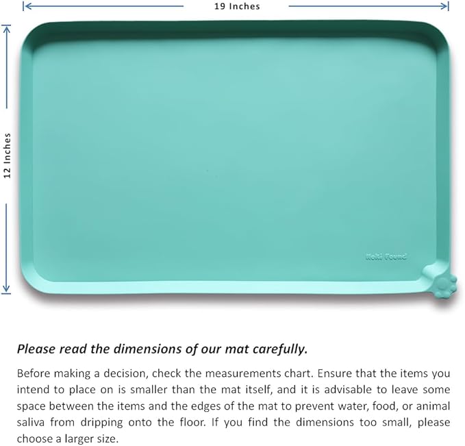 Hoki Found Silicone Pet Food Mats Tray - Non Slip Pet Dog Cat Bowl Mats Placemat - Dog Cat Food Mats - Waterproof Dog Pet Cat Feeding Mat -Pet Water Mats for Carpet - Cool Mint - PAWPICO