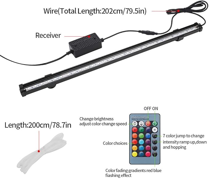 HCDMRE LED Air Bubble Light Aquarium Light Underwater Submersible Fish Tank Light Color Changing Making Oxygen Aquarium Tools,Us Plug,46cm/18.1" PAWPICO