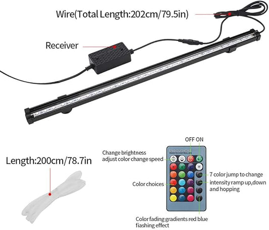 HCDMRE LED Air Bubble Light Aquarium Light Underwater Submersible Fish Tank Light Color Changing Making Oxygen Aquarium Tools,Us Plug,46cm/18.1" PAWPICO