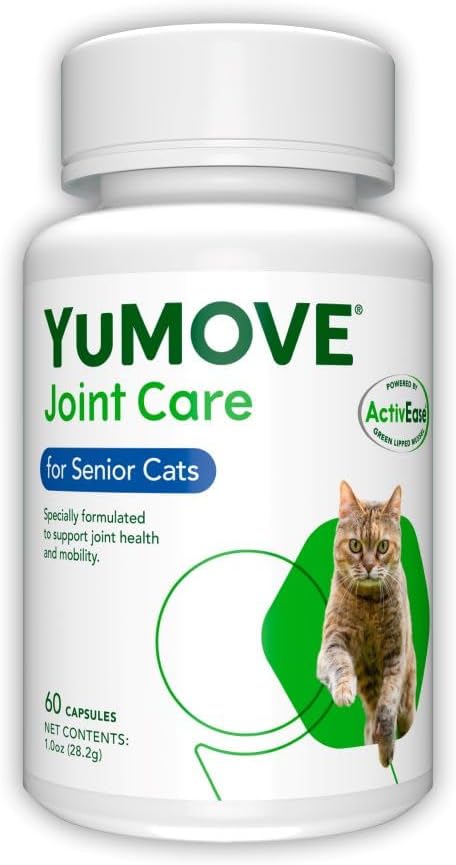 Cat Joint Supplement with Glucosamine,Chondroitin, MSM, Omega 3, Hyaluronic Acid, & Green Lipped Mussel - Joint Support Supplement - for Senior Cats 60 Capsules YuMOVE