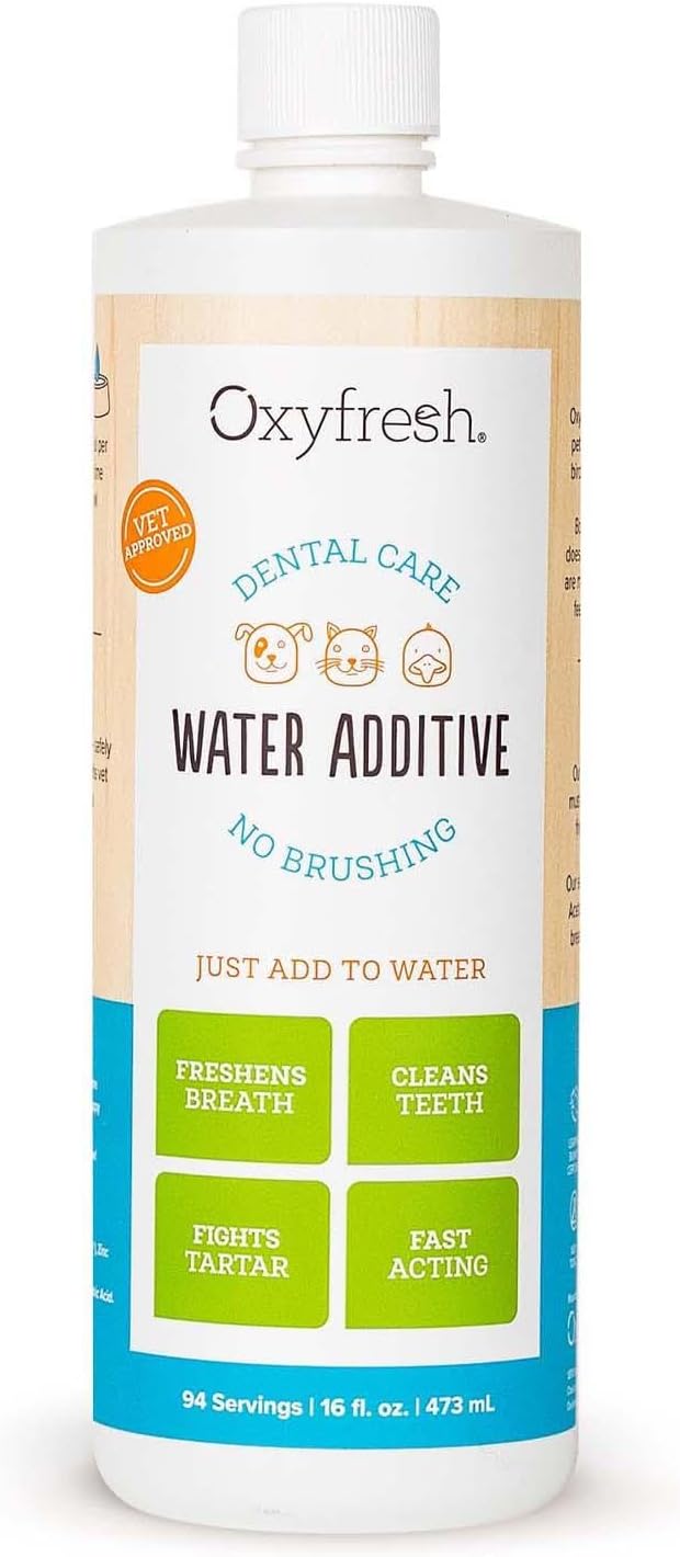 Oxyfresh Premium Pet Dental Care Solution Pet Water Additive: Best Way to Eliminate Bad Dog Breath and Cat Bad Breath - Fights Tartar & Plaque - So Easy, Just Add to Water! Vet Recommended 16 oz. Oxyfresh