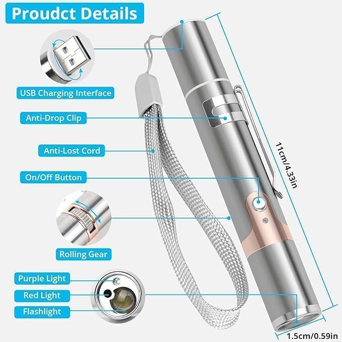 Cat Toy, 2 Pieces USB Rechargeable, Long Range 5 Modes, Interactive Kitten Toy for Indoor Cat and Dog - PAWPICO