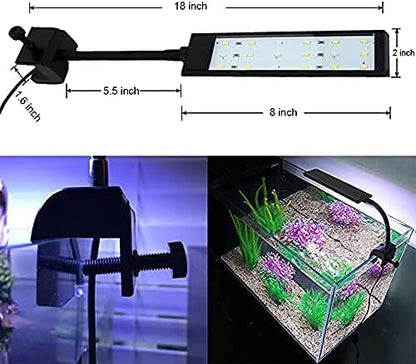 Fish Tank Clip on Light, VARMHUS RGB Clamp Aquarium Light Fish and Plant Aquarium Lighting with Timer Dimmer for Sunrise and Sunset (7W) VARMHUS