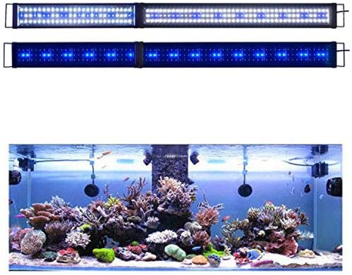 KZKR LED Aquarium Light 60-72 Inch Foldable Adjustable Fish Tank Light Hood Lamp for Freshwater Saltwater Marine Blue and White Decorations Light 5-6ft 150cm - 180cm KZKR