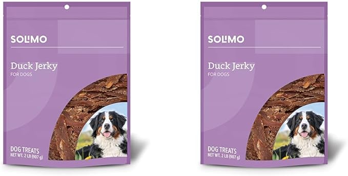 Amazon Brand - Solimo Duck Jerky Dog Treats,2 pounds (Pack of 2) - PAWPICO