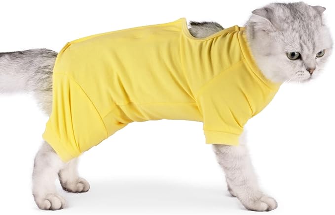 Cat Surgical Recovery Suit Professional for Male Female Dog Abdominal Wounds Cone E-Collar Alternative, Anti-Licking Or Skin Diseases Pet Surgical Recovery Pajama Suit, Soft Fabric Onesies for Cats Lianzimau