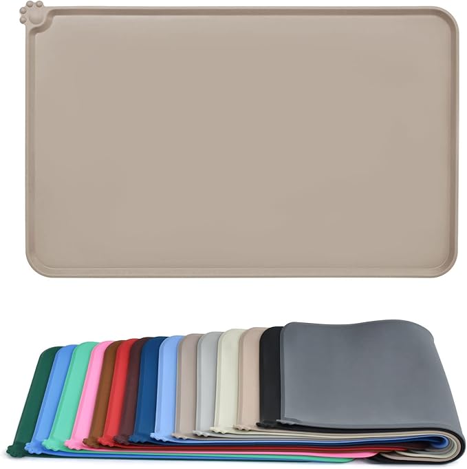 AUDWUD Silicone Waterproof Dog Cat Pet Feeding Mats,Anti Slip Pet Bowl Mats,Pet Feeding Mat,21" x 15" - PAWPICO