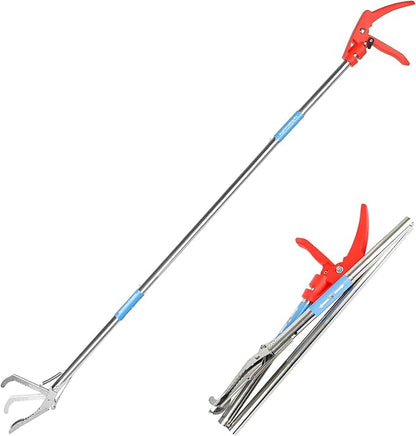 50in Snake Grabber,Snake Grabber Tool Only 17 in After Folding, Snake Stick Suitable for Many Scenarios，Snake Tools can Also be Used as Reptile Tongs and Snake Hook (Red Nylon Handle) PAWPICO
