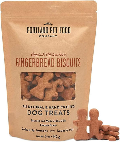 Portland Pet Food Company Gingerbread Healthy Dog Treats - Grain-Free, Human-Grade, Gingerbread Dog Treats - All Natural Dog Training Treats & Biscuits Made in the USA Only 1-Pack (5 oz) - PAWPICO
