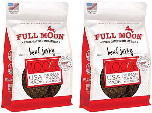 Full Moon Beef Jerky Healthy All Natural Dog Treats Human Grade Made in USA Grain Free 11 oz (Pack of 2) - PAWPICO