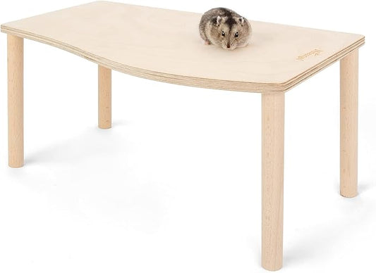 Niteangel Hamster Play Wooden Platform for Food Bowl Drinking Bottle and Other cage Accessories (Wave - 7" Height) Niteangel
