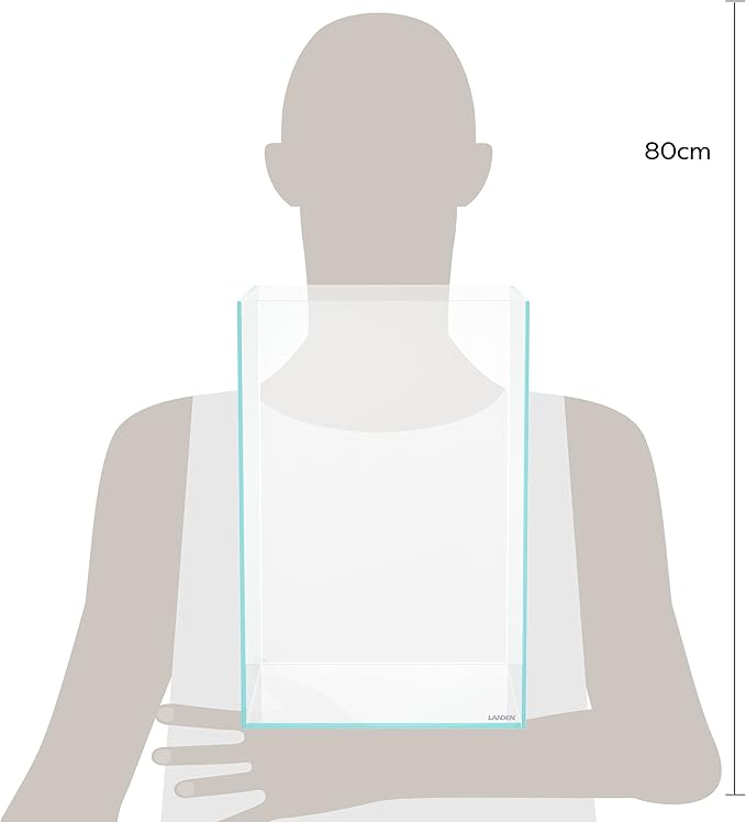 LANDEN Tall Tank, Rimless Low Iron Tank 10GAL 11.8" L × 11.8" W × 17.7" H (30X30X45) cm Small Aquascape Fish Tank, Vertical Aquascape Tank, Black Leveling Mat Included Landen