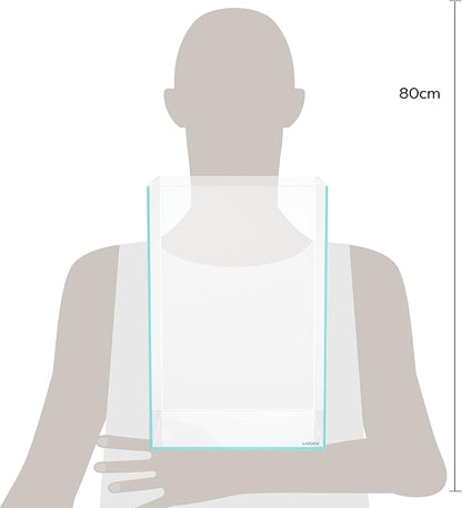 LANDEN Tall Tank, Rimless Low Iron Tank 10GAL 11.8" L × 11.8" W × 17.7" H (30X30X45) cm Small Aquascape Fish Tank, Vertical Aquascape Tank, Black Leveling Mat Included Landen