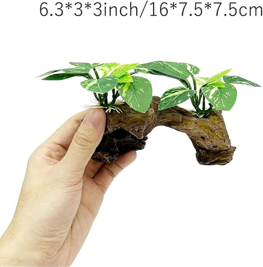 Smoothedo-Pets Fish Tank Decorations Aquarium Decor Ornaments Betta Silk Leaf pad Hammock Artifical Driftwood Cave Goldfish Bowl Accessories (Type-D) EnvironmentFriendlyArtificialPlasticPlantAquariumDecoration