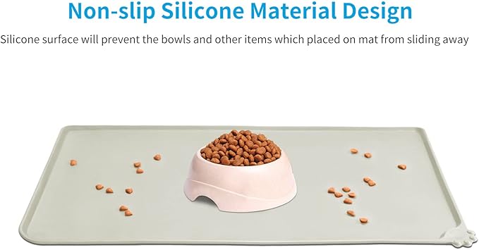 AUDWUD Silicone Waterproof Dog Cat Pet Feeding Mats,Anti Slip Pet Bowl Mats,Pet Feeding Mat, 28" x 18" - PAWPICO