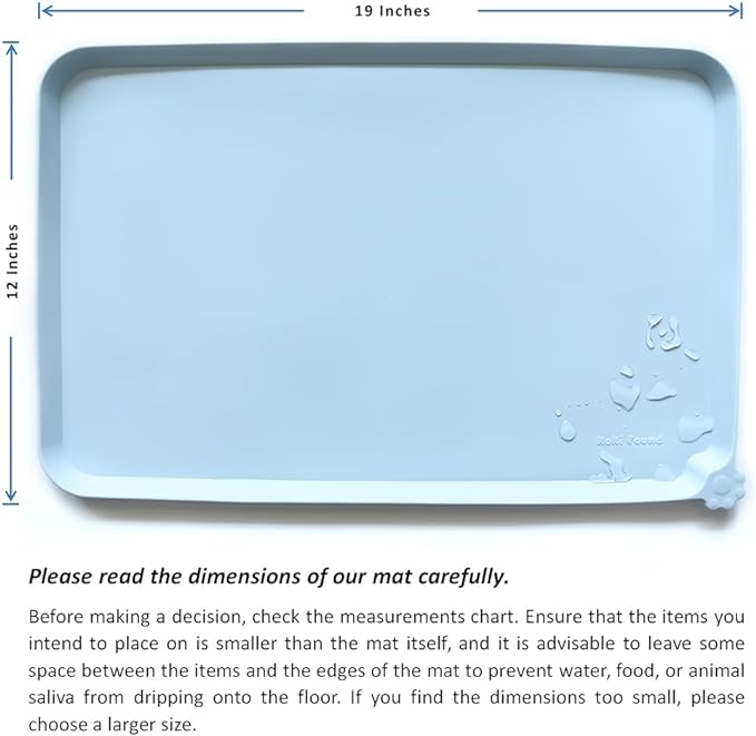 Hoki Found Silicone Pet Food Mats Tray - Non Slip Pet Dog Cat Bowl Mats Placemat - Dog Pet Cat Feeding Mat - Waterproof Dog Cat Food Mats -Pet Water Mats for Carpet -Frost - PAWPICO