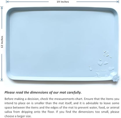 Hoki Found Silicone Pet Food Mats Tray - Non Slip Pet Dog Cat Bowl Mats Placemat - Dog Pet Cat Feeding Mat - Waterproof Dog Cat Food Mats -Pet Water Mats for Carpet -Frost - PAWPICO
