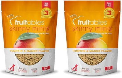 Fruitables Skinny Mini Dog Treats – Healthy Treats for Dogs – Low Calorie Training Treats – Free of Wheat, Corn and Soy – Pumpkin and Mango – 5 Ounces (Pack of 2) - PAWPICO