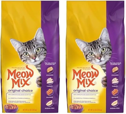 Meow Mix Original Choice Dry Cat Food, 6.3 Pound Bag (Pack of 2) MeowMix