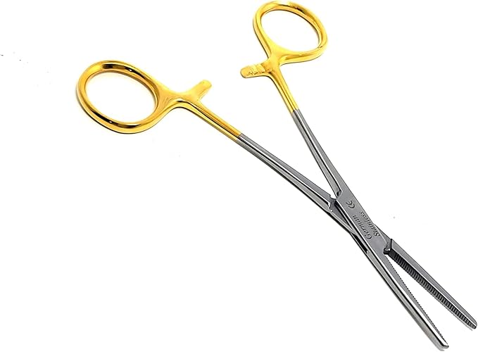 Dog Pet Ear/Nose Hair Puller Grooming Hemostat Locking Forceps Pliers, 5.5" (14cm), Straight (Gold Handle) A2Z+SCILAB