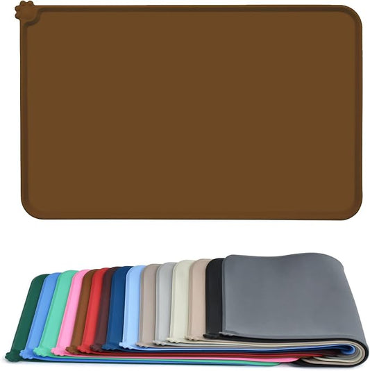 AUDWUD Silicone Waterproof Dog Cat Pet Feeding Mats,Anti Slip Pet Bowl Mats,Pet Feeding Mat, 24" x 16" - PAWPICO