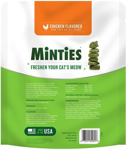 Minties Dental Treats for Cats, Chicken Flavored Treats for Cats, Freshens Breath and Controls Tartar, 10oz Minties